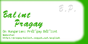 balint pragay business card